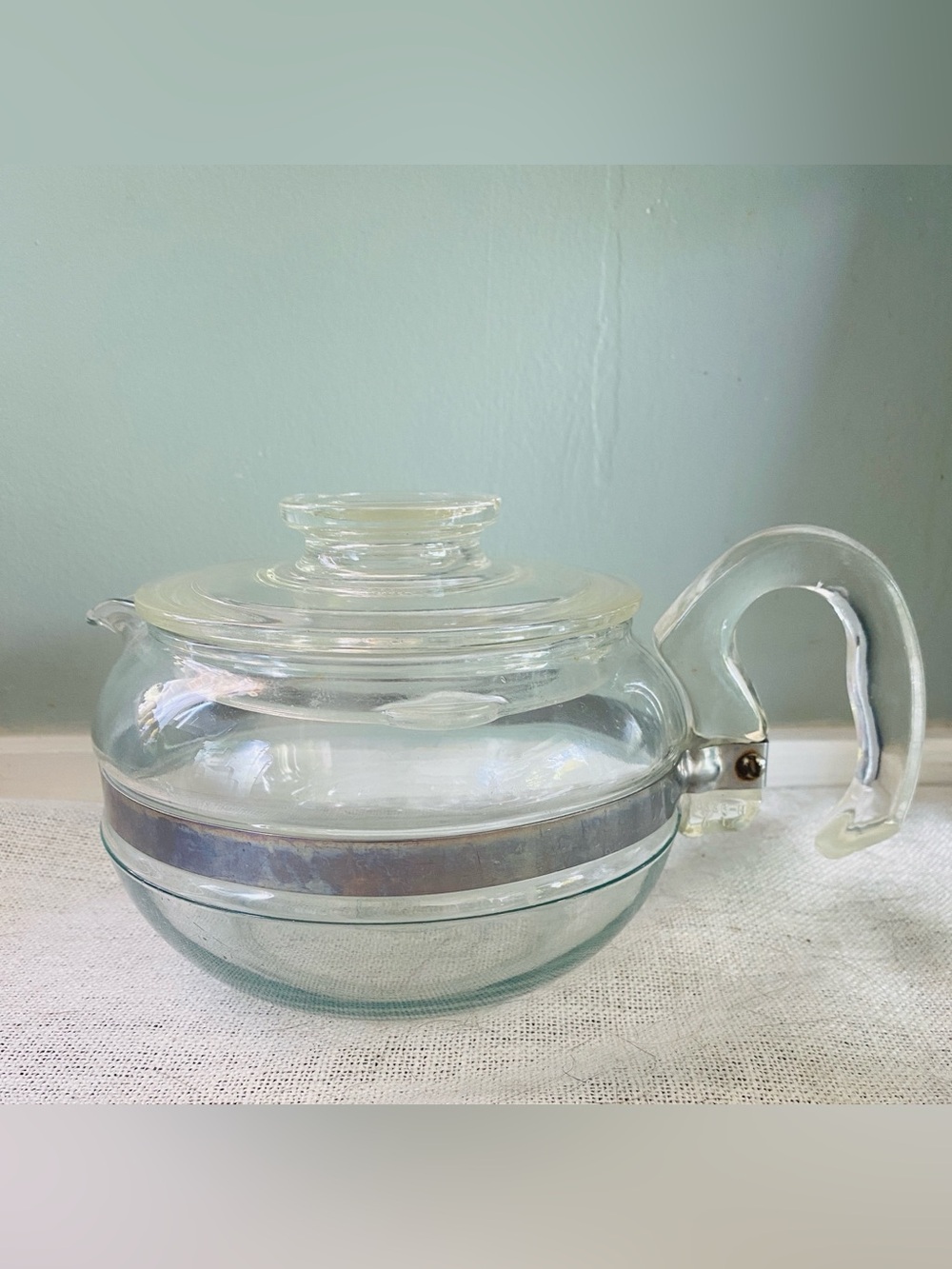 PYREX Flameware  6 Cup Stovetop Glass Teapot Kettle Made In USA